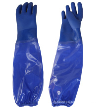 NMSAFETY anti gants en PVC bleu pétrole avec long brassard pour la pêche